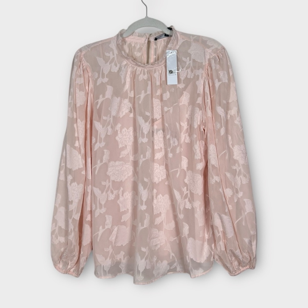 WHBM New Lt Pink Lace overlay Blouse with matching camisol in satin, sz L